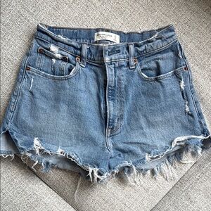 Abercrombie & Fitch The Mom Short High Rise Jean Shorts Distressed
